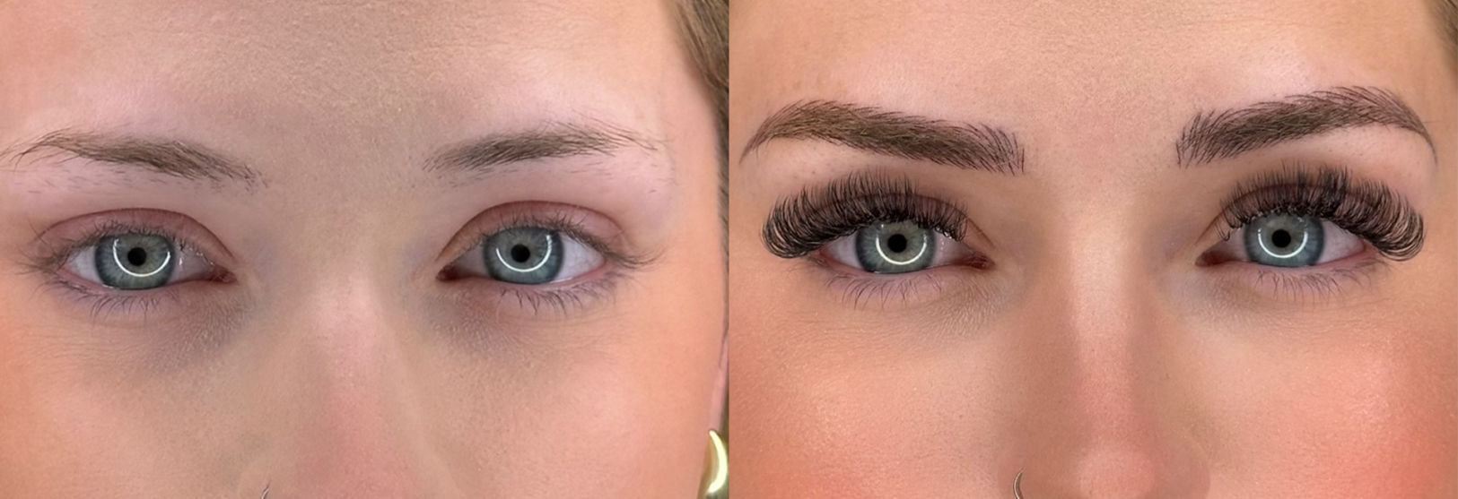 antes y después pestañas, cejas