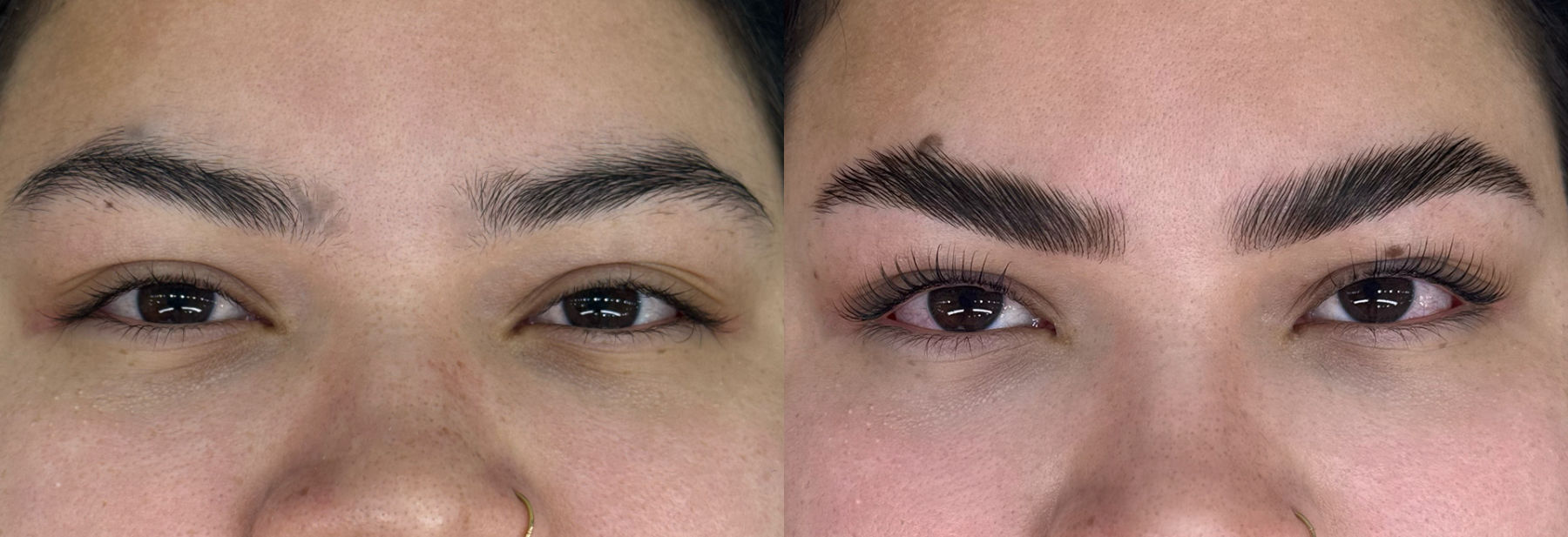 antes y después pestañas, cejas