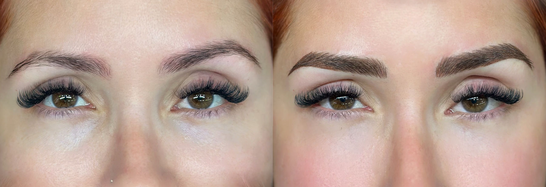 antes y después pestañas, cejas