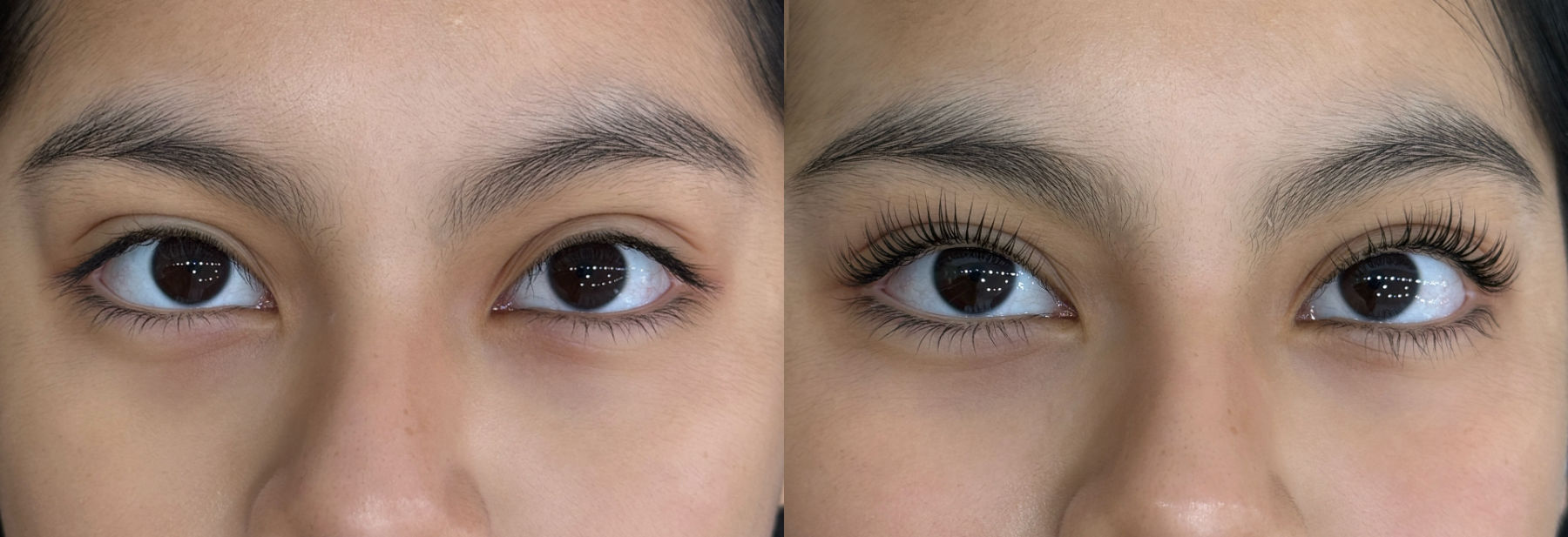 antes y después pestañas, cejas