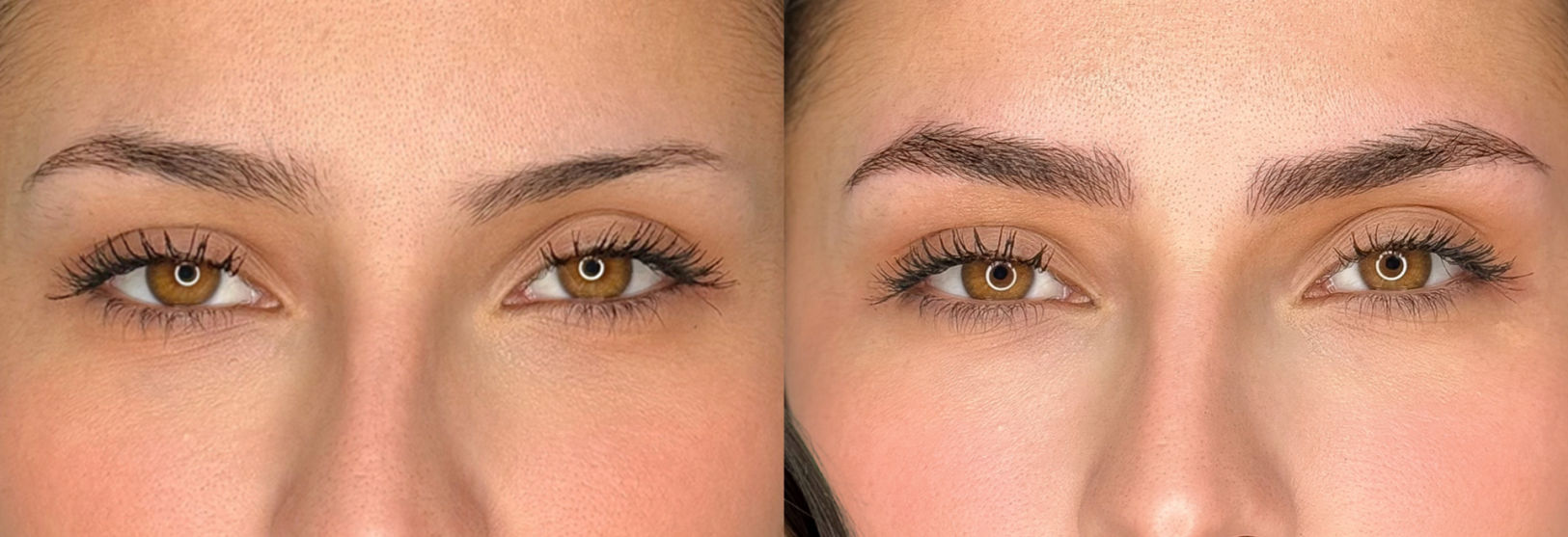 antes y después pestañas, cejas