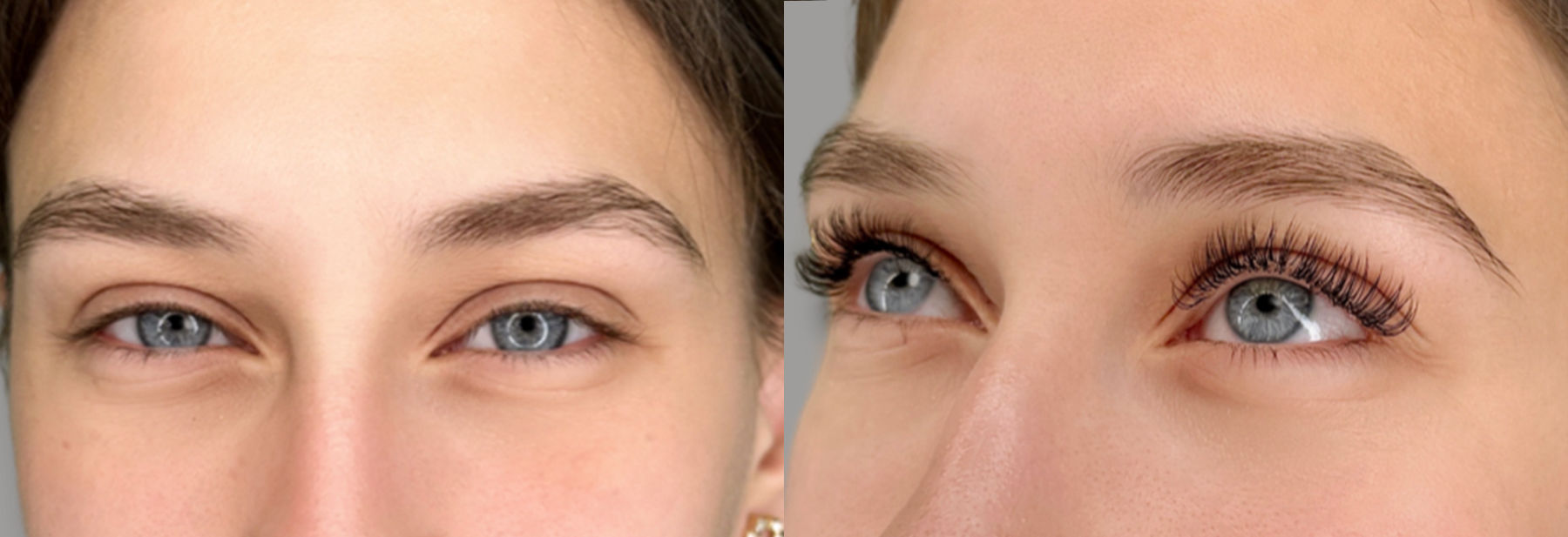 antes y después pestañas, cejas