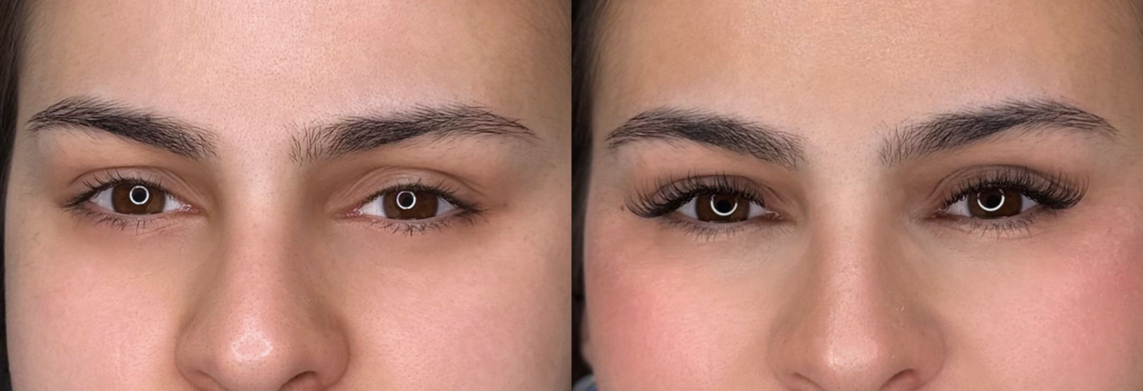 antes y después pestañas, cejas