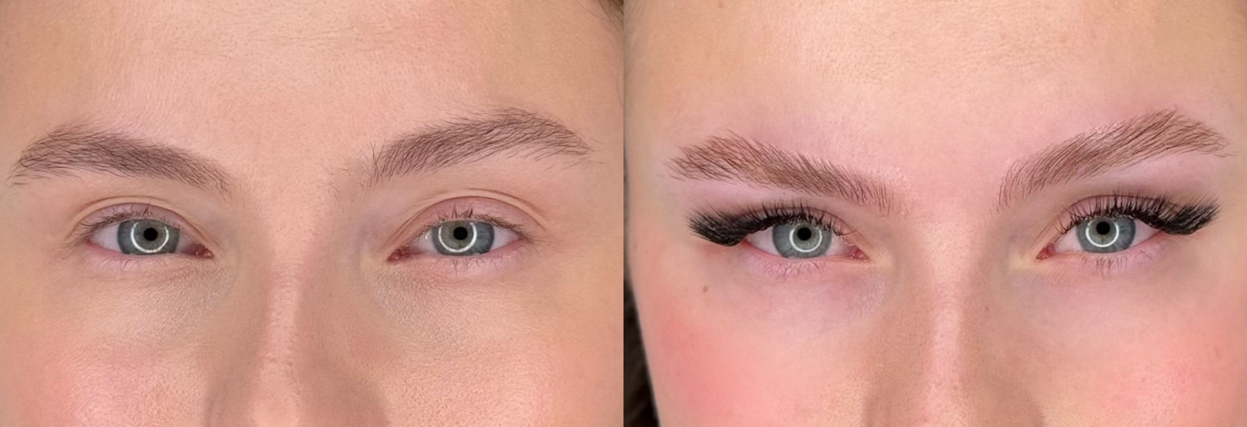 antes y después pestañas, cejas